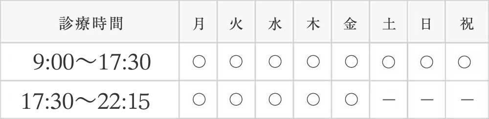 診療時間表